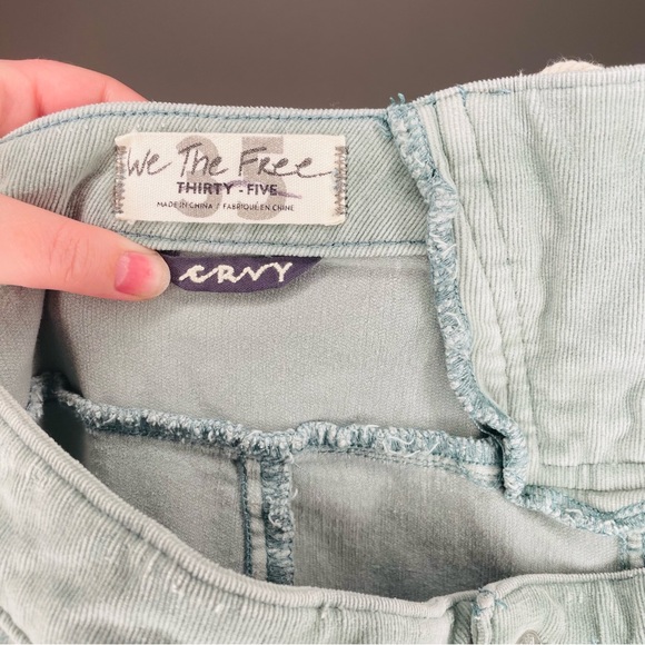 🌟SOLD🌟 Free People | CRVY Mint Corduroy Cord Lace Up Back Flare Jeans - Picture 8 of 12